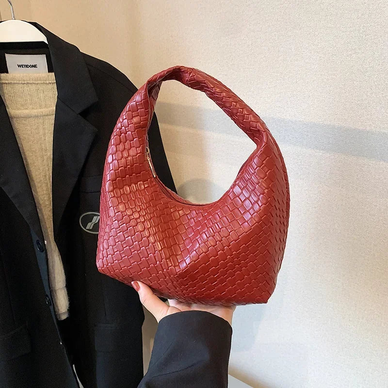 Solène – Retro Woven Leather Tote Bag