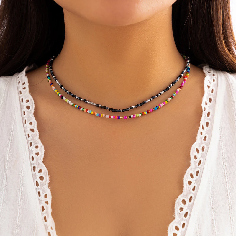 Solea Bead Choker — Handmade Multicolor Acrylic Necklace