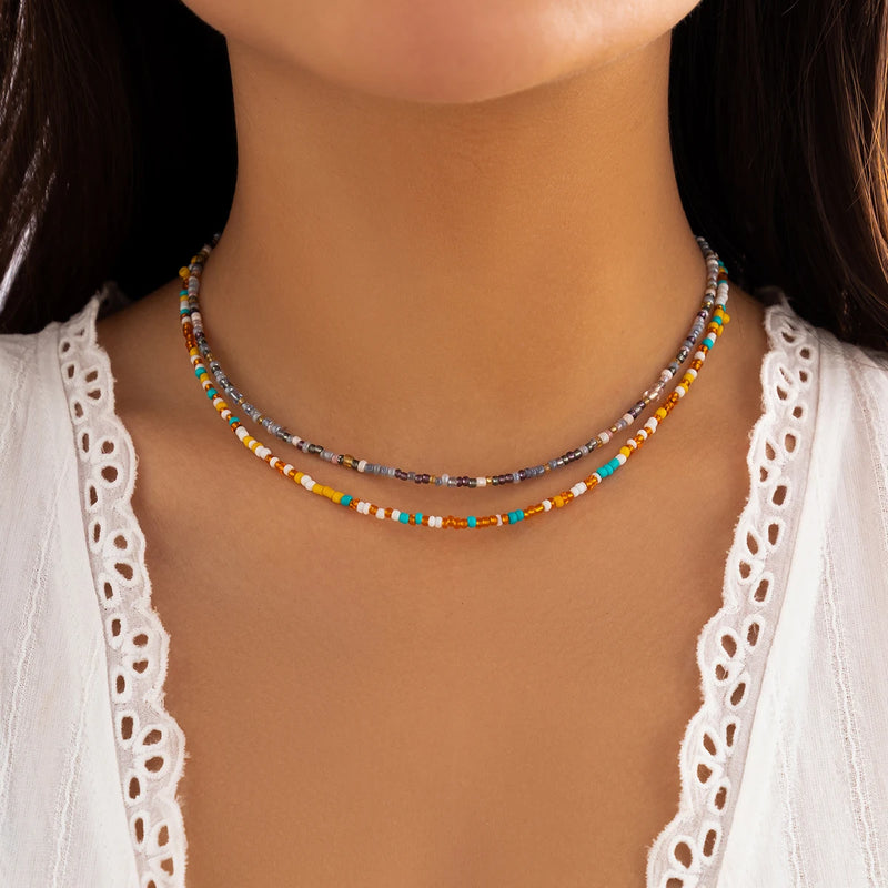 Solea Bead Choker — Handmade Multicolor Acrylic Necklace