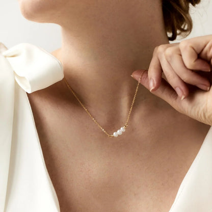 CCGOOD 18K Gold Plated Stainless Steel Necklace Natural Pearl Choker for Women Minimalist Dainty Jewelry Everyday Hypoallergenic