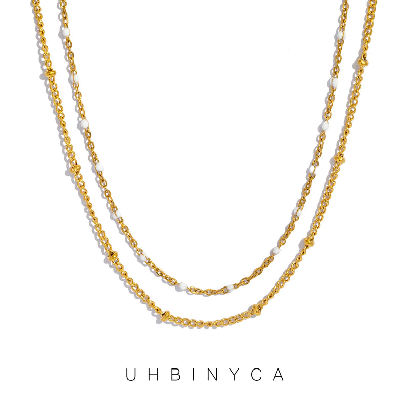 Naya Dual Chain Necklace — Minimalist Stainless Steel Double-Layer Design