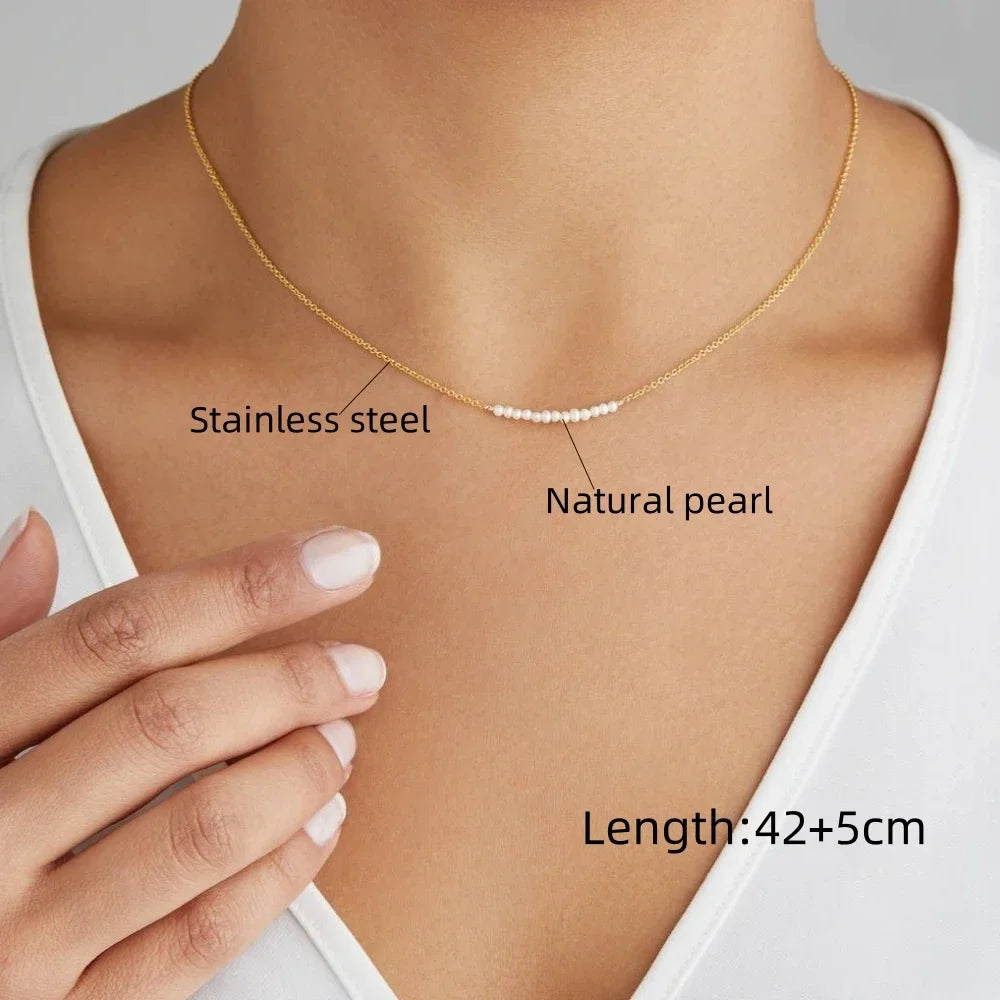 CCGOOD 18K Gold Plated Stainless Steel Necklace Natural Pearl Choker for Women Minimalist Dainty Jewelry Everyday Hypoallergenic
