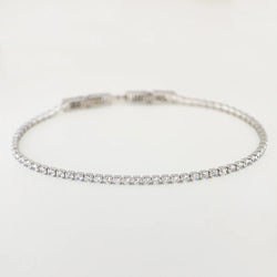 Aurelia Tennis Bracelet — 2mm CZ Cluster Link Chain in Stainless Steel