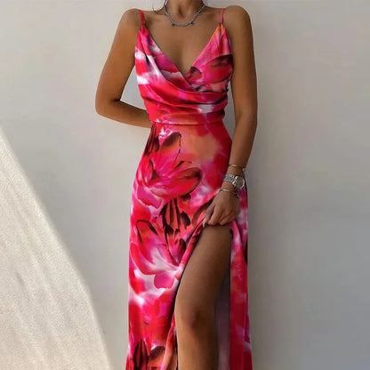 Amara – Printed V-Neck Maxi Dress